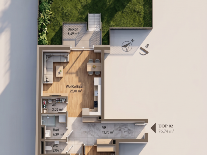 Grundriss top 2 MurPur Immoxx — IMMOXX. Immobilien Graz
