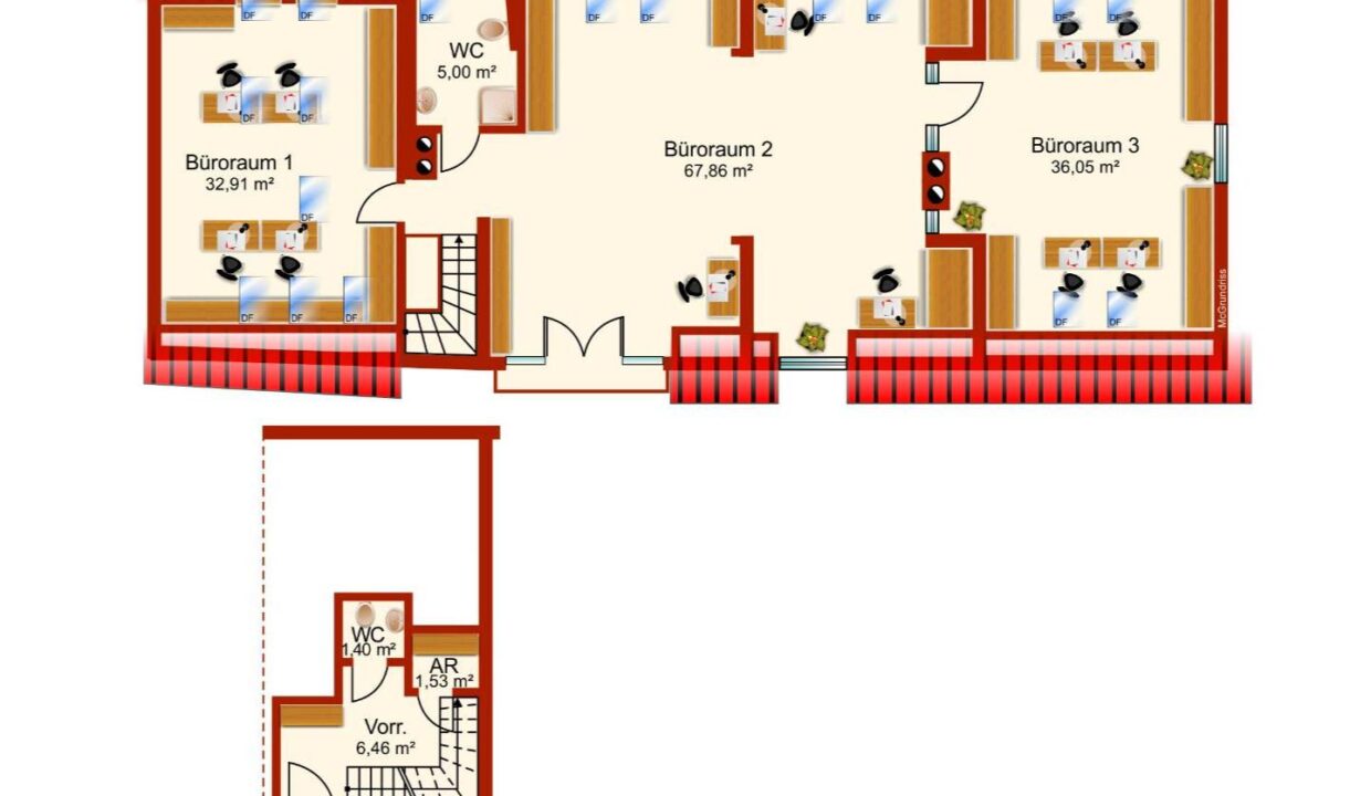 Schematischer Plan Büro