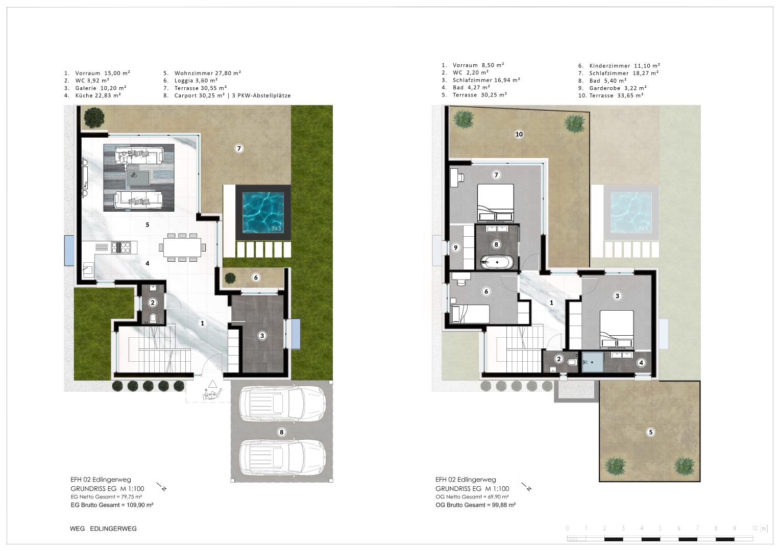 Grundriss Architektenvilla zum Selbstgestalten — exklusiver Baugrund mit fertigem Projekt am Ruckerlberg
