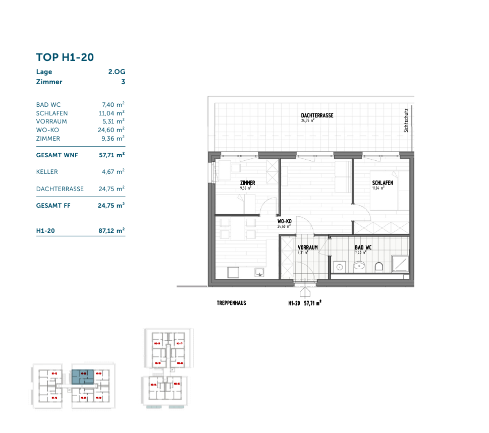 Grundriss ERSTBEZUG: Moderne 3-Zimmer-Wohnung mit großer Terrasse