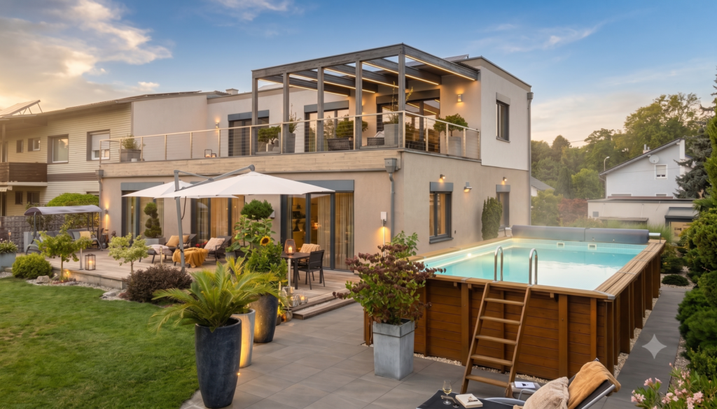 Passivhaus der Extraklasse: Pool, Photovoltaik-Speicher & Dachterrasse in Linz-Kleinmünchen" · „HWB 9!