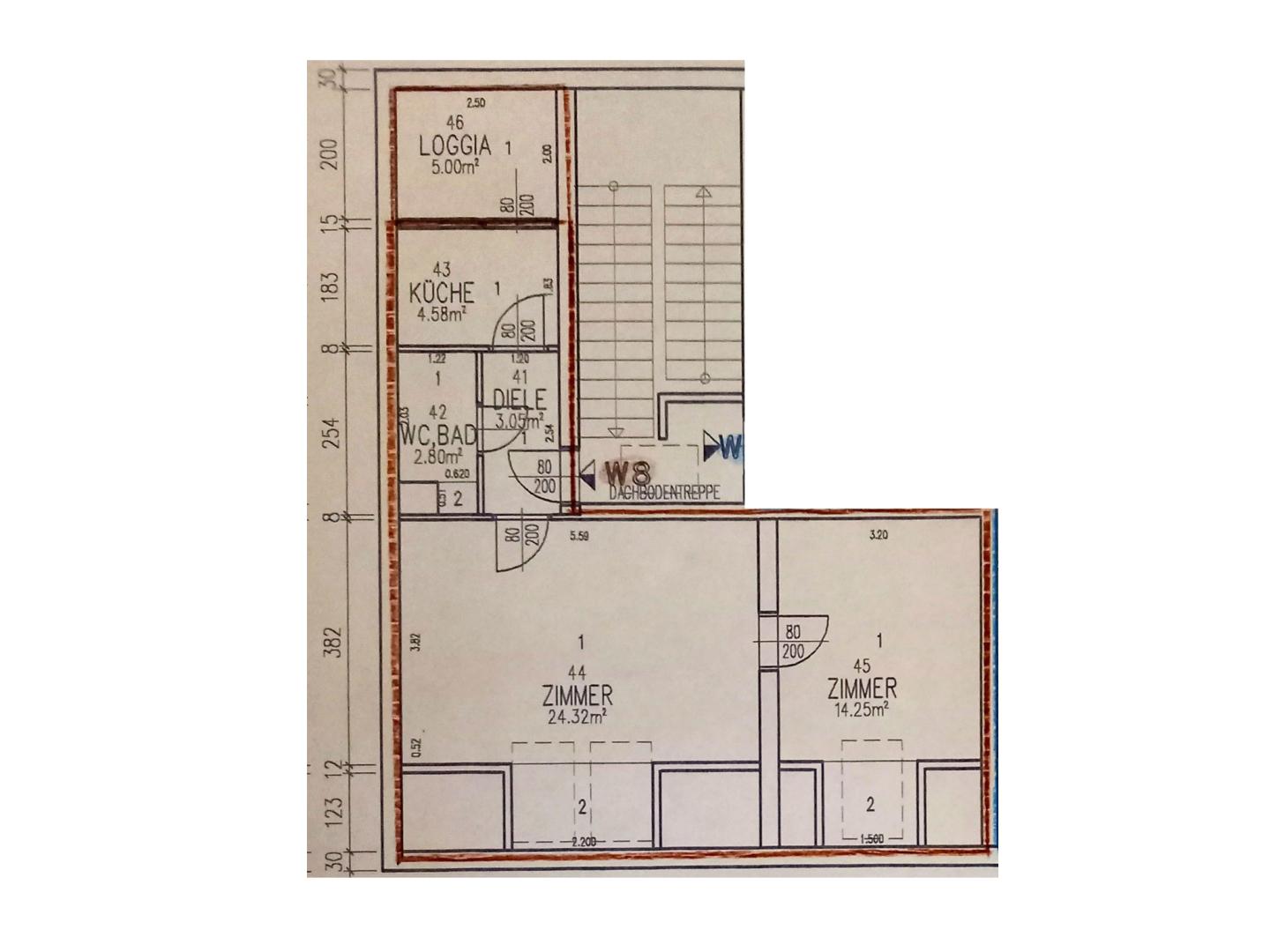 Grundriss Helle Dachgeschosswohnung mit Loft-Flair und sonniger Loggia