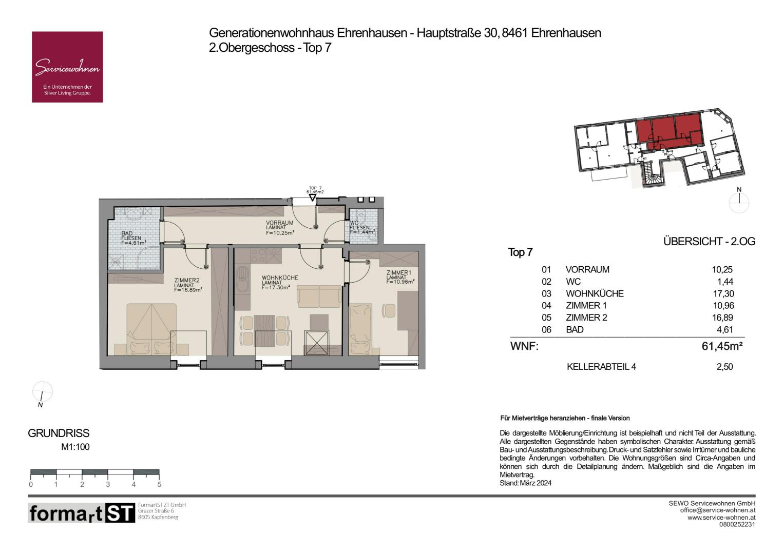 Grundriss Geförderter Altbau nach Generalsanierung in Ehrenhausen – TOP 7