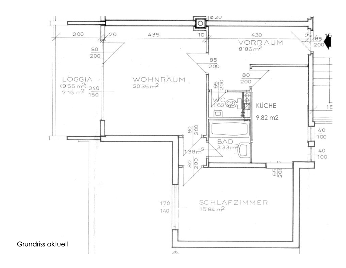 Grundriss Sehr gepflegte 2,5-Zimmer-Wohnung mit Loggia und traumhaftem Ausblick