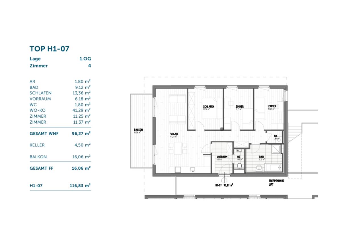 Grundriss ERSTBEZUG: 4-Zimmer-Familienwohnung mit Balkon