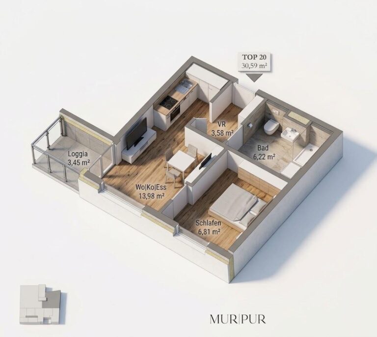 PURE ON THE MUR RIVER  – unser neues Wohnprojekt an der Mur – TOP 20; MP
