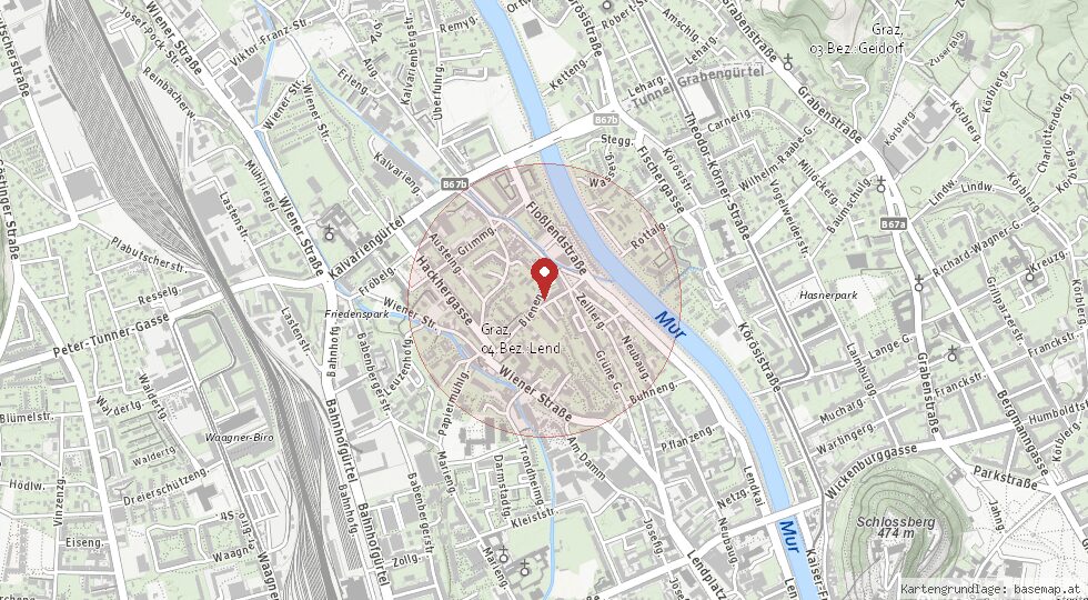 Lage Bienengasse 9, 8020 Graz – Umgebungskarte