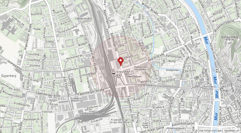 Lage Bahnhofgürtel, 8020 Graz · Lend – Umgebungskarte