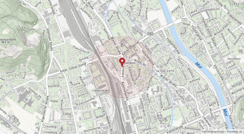 Lage Bahnhofgürtel, 8020 Graz · Lend – Umgebungskarte