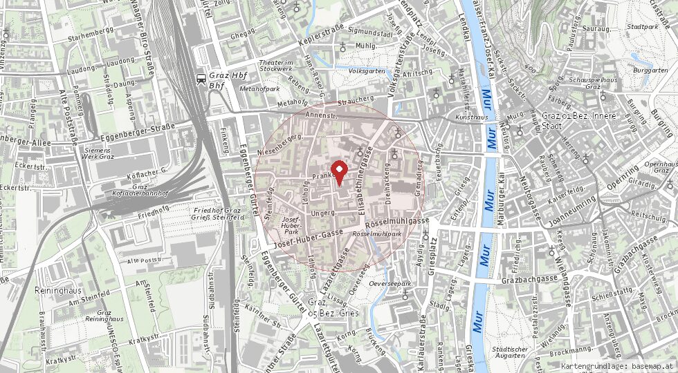 Lage Elisabethinergasse 20c, 8020 Graz – Umgebungskarte