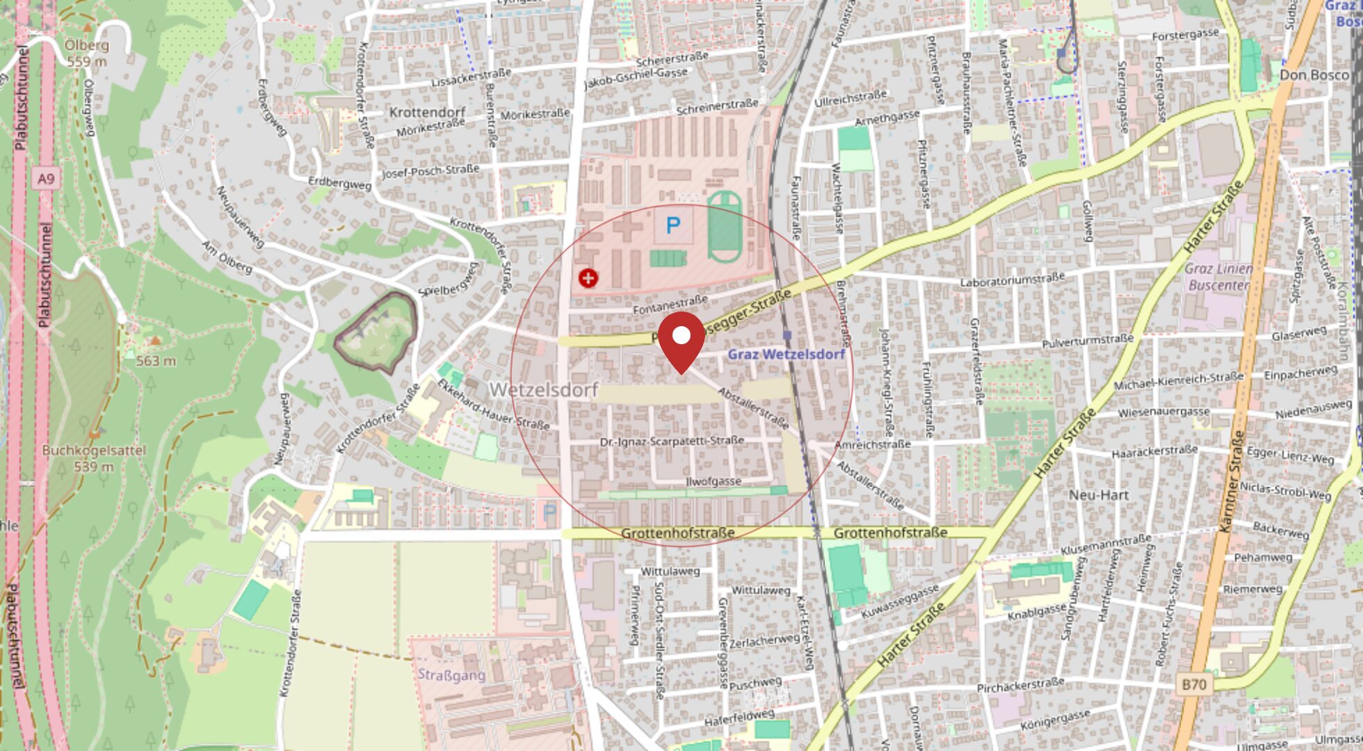 Lage Abstallerstraße 41, 8052 Graz · Wetzelsdorf · OpenStreetMap
