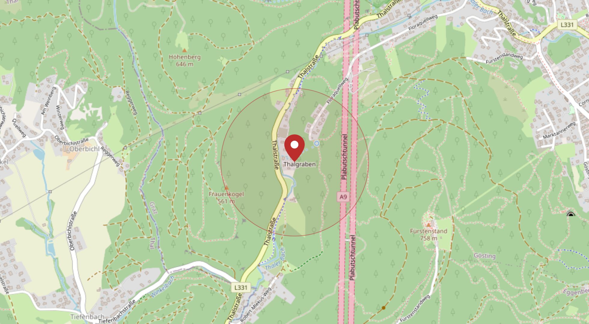 Lage Thalstraße, 8051 Graz · Gösting · OpenStreetMap