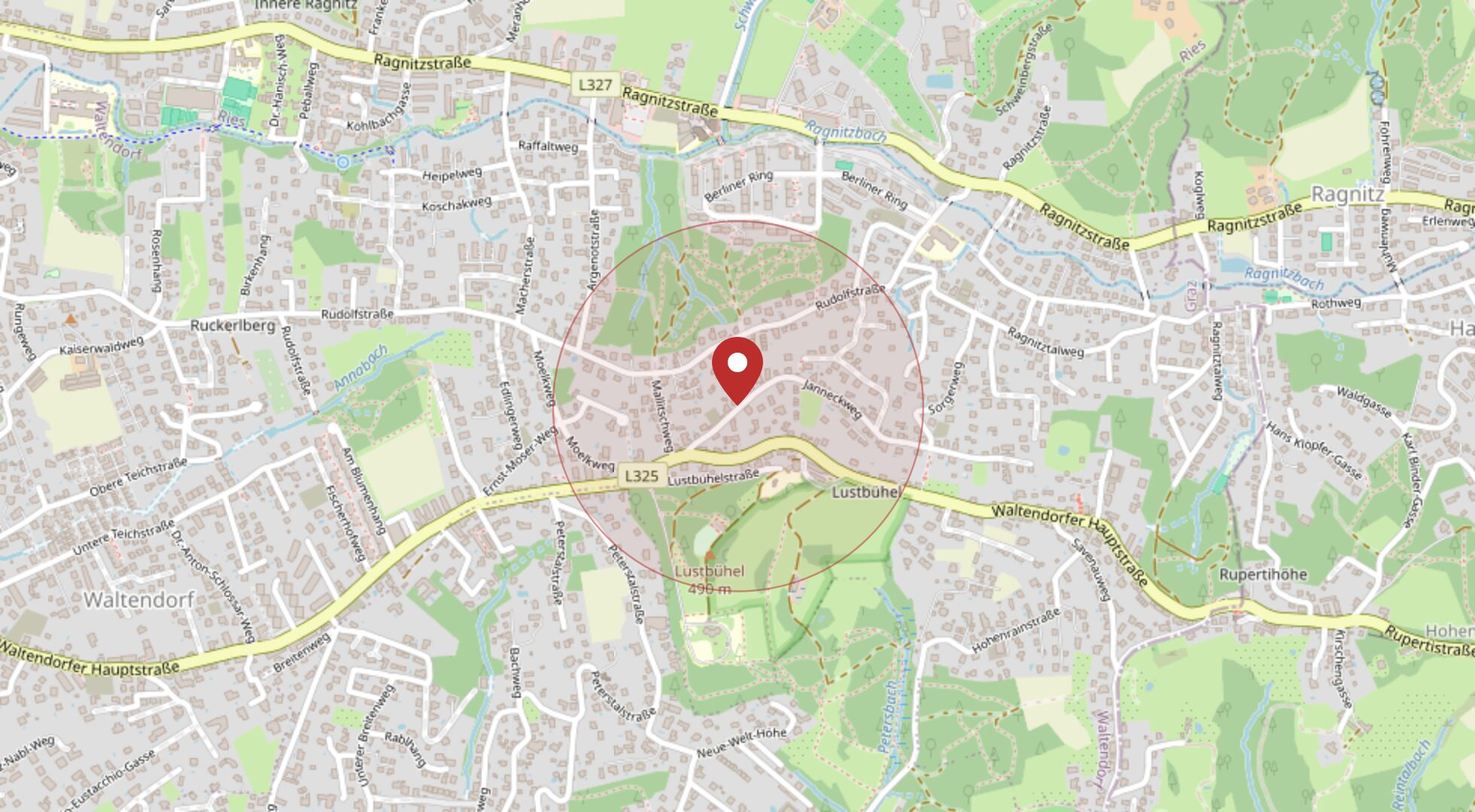 Lage 8042 Graz · Waltendorf · OpenStreetMap
