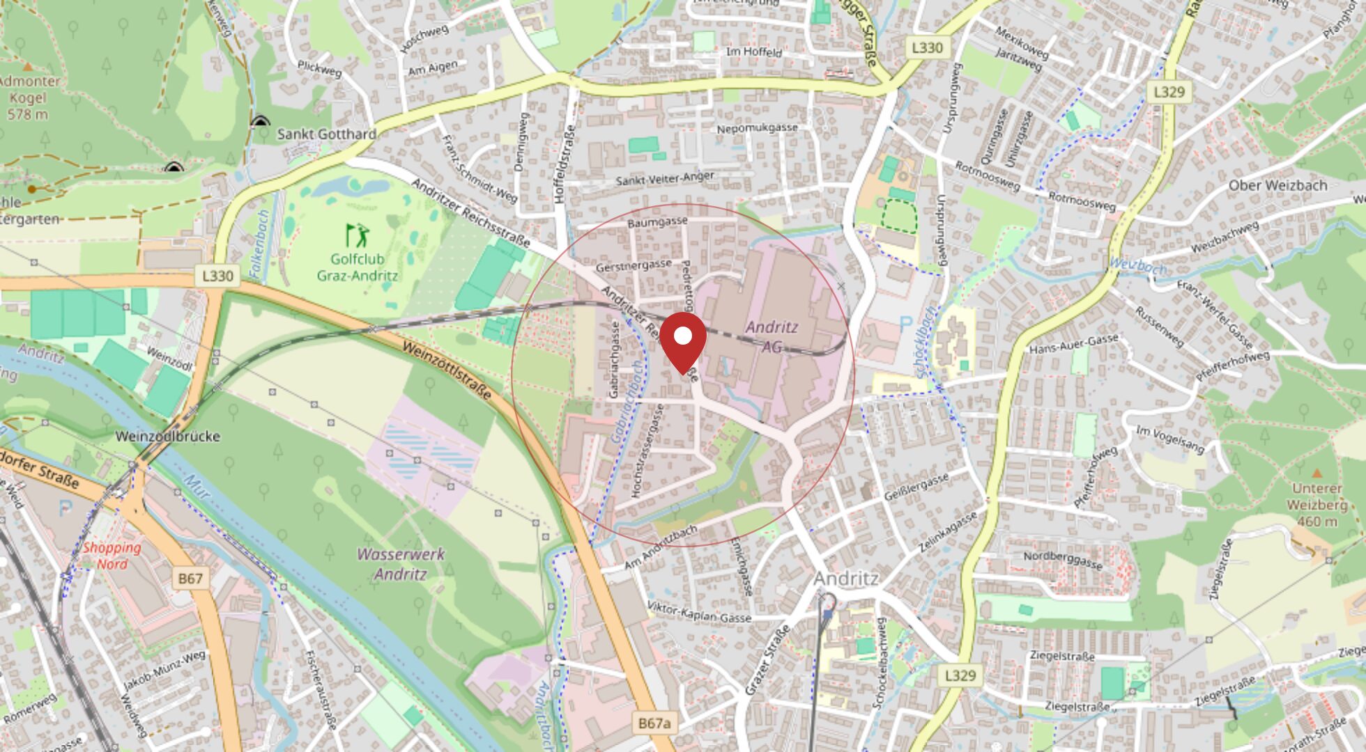 Lage Andritzer Reichsstrasse 73, 8045 Graz · Andritz · OpenStreetMap