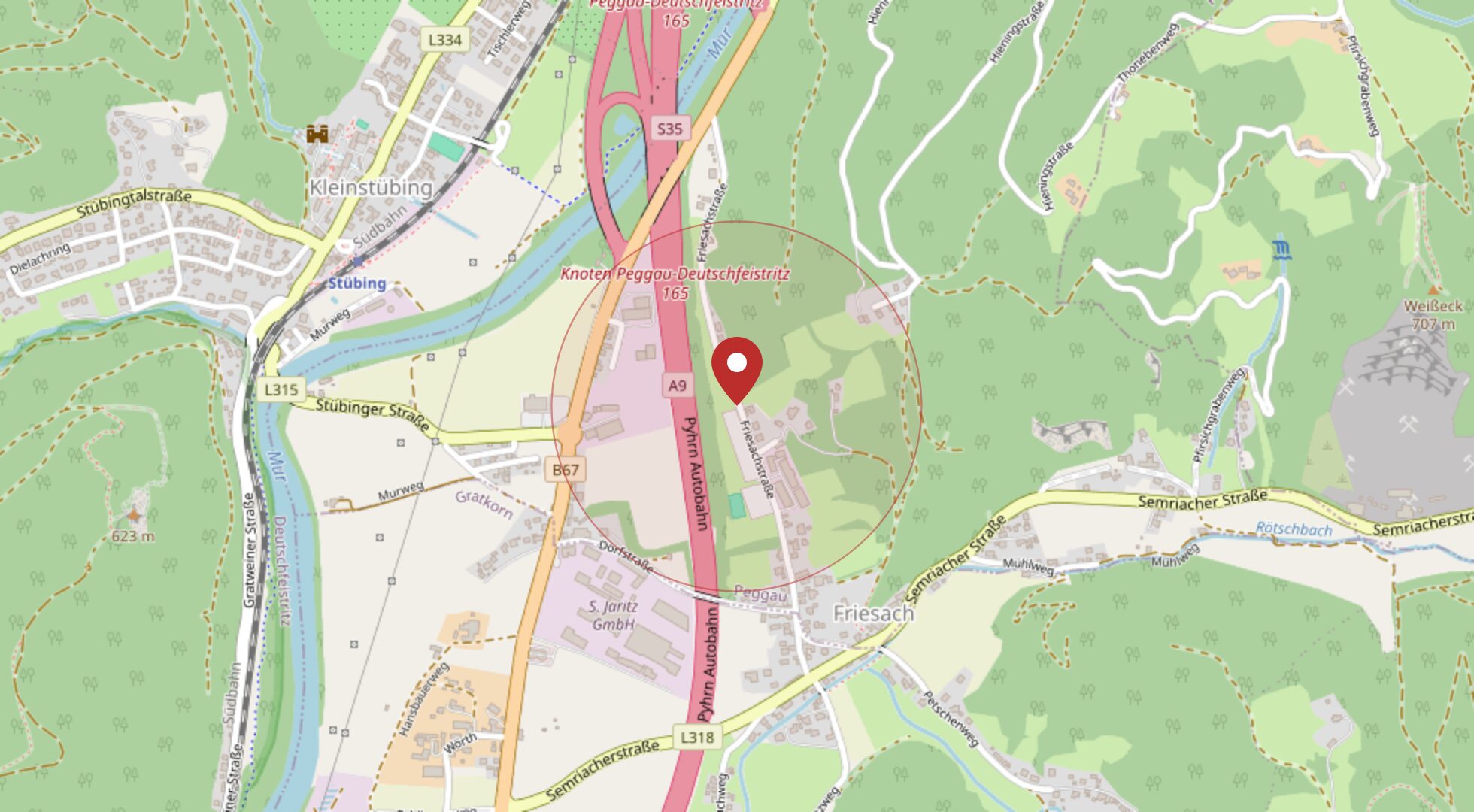 Lage Friesachstraße 11, 8114 Friesach · OpenStreetMap