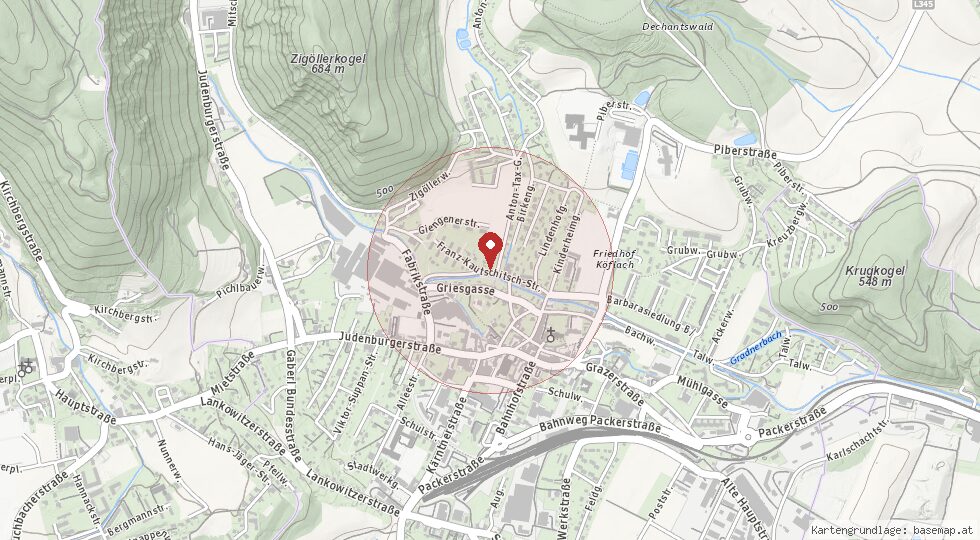 Lage Franz-Kautschitsch-Straße, 8580 Köflach – Umgebungskarte