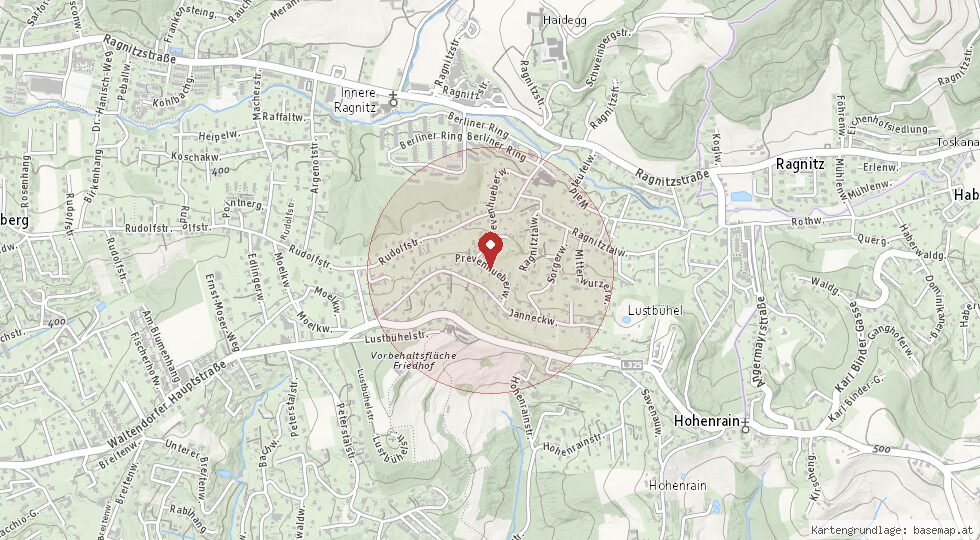 Lage Prevenhueberweg 46, 8042 Graz · Waltendorf – Umgebungskarte