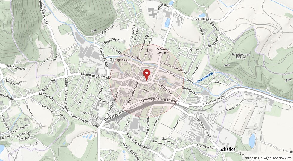 Lage Franz Kautschitsch Straße, 8580 Köflach – Umgebungskarte