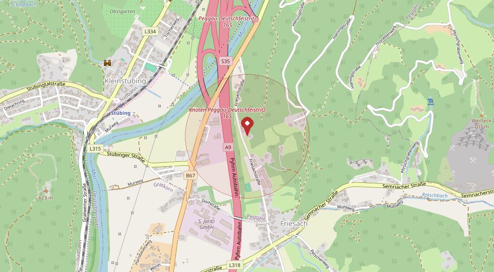 Lage Friesachstraße 11, 8114 Friesach – Umgebungskarte