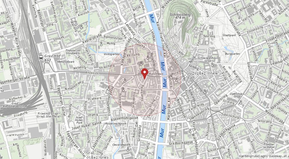 Lage Feuerbachgasse 8, 8020 Graz – Umgebungskarte