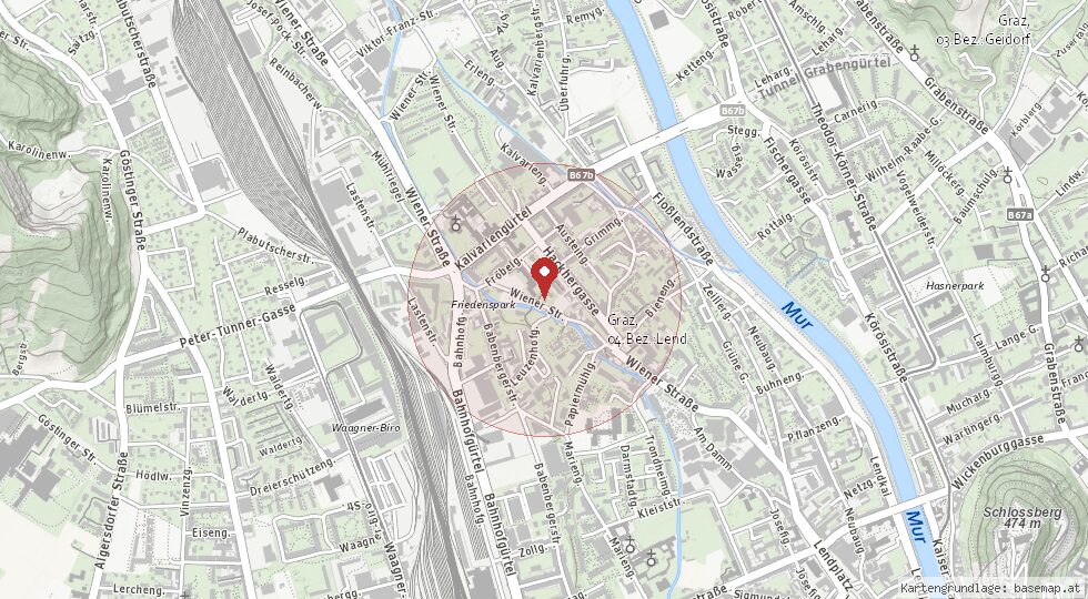 Lage 8020 Graz · Lend – Umgebungskarte