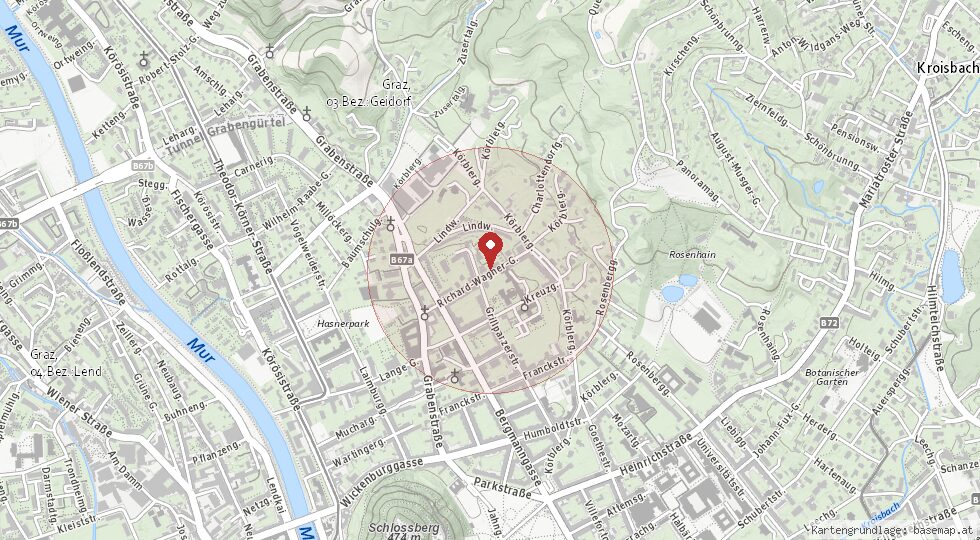 Lage 8010 Graz · Geidorf – Umgebungskarte