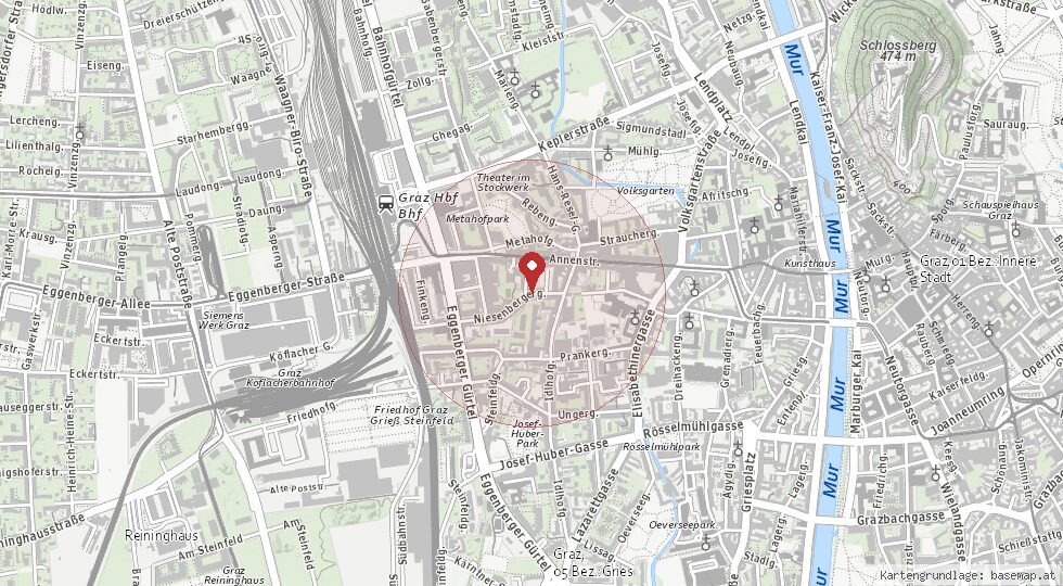Lage Niesenbergergasse, 8020 Graz – Umgebungskarte