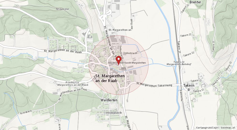 Lage Feldbacher Hauptstraße 332, 8321 St. Margarethen an der Raab – Umgebungskarte