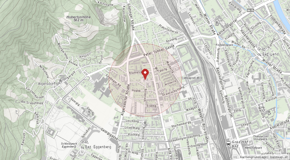 Lage Vinzenzgasse 81, 8020 Graz – Umgebungskarte