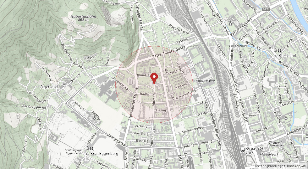 Lage Vinzenzgasse 81, 8020 Graz – Umgebungskarte