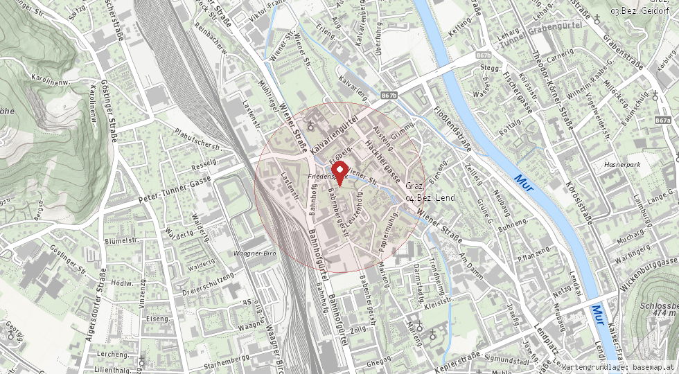 Lage Babenbergerstraße 130, 8020 Graz – Umgebungskarte