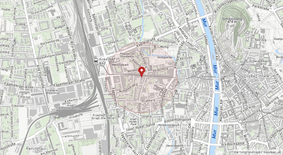 Lage Annenstraße 47, 8020 Graz – Umgebungskarte