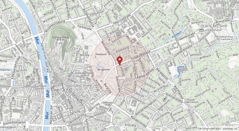 Lage Elisabethstrasse 4, 8010 Graz – Umgebungskarte