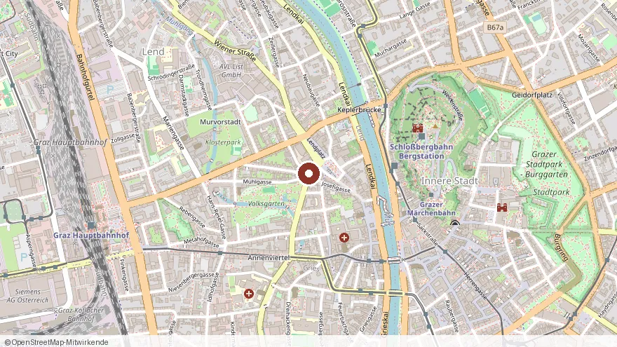 Lage von Josefigasse / Keplerstraße, Lend im Grazer Bezirk Lend