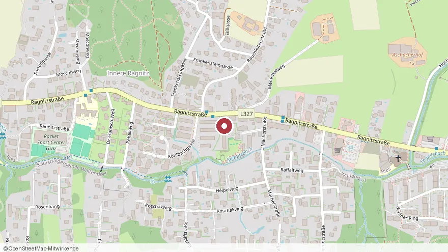 Lage von Am Ragnitzbad, Ragnitzstraße im Grazer Bezirk Ragnitz