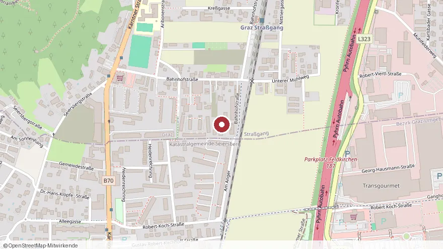 Lage von Projekt Straßgang, Bahnhofstraße im Grazer Bezirk Straßgang